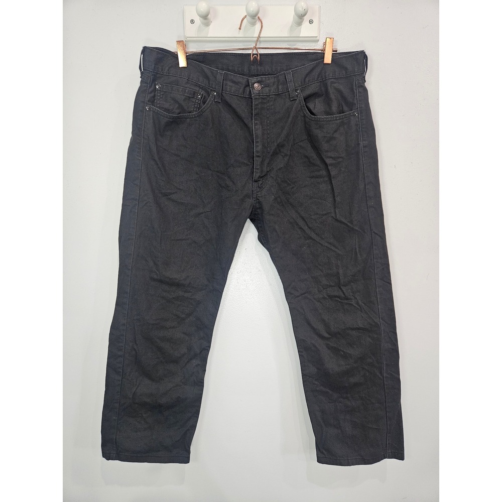 Levis 505 Regular Fit Black Jeans Mens 38x30 Straight Leg Denim 00505-0716